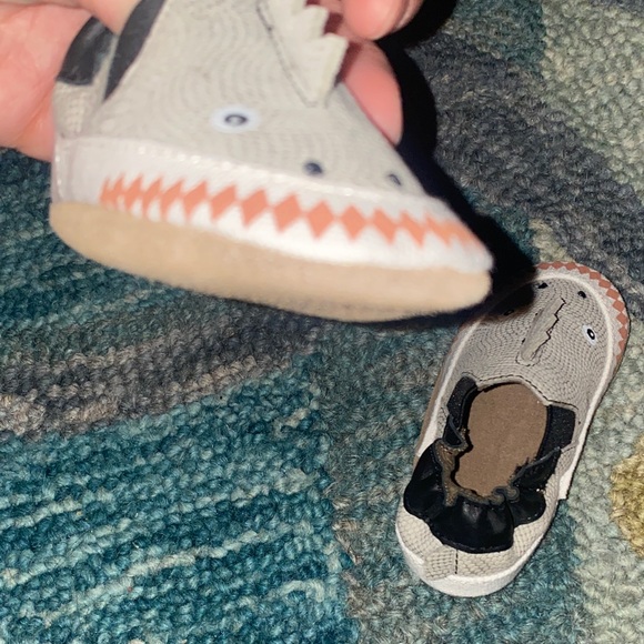 Robeez Dinosaur Dino Dan Slip-On Shoes Grey, Black, and White - Picture 5 of 6